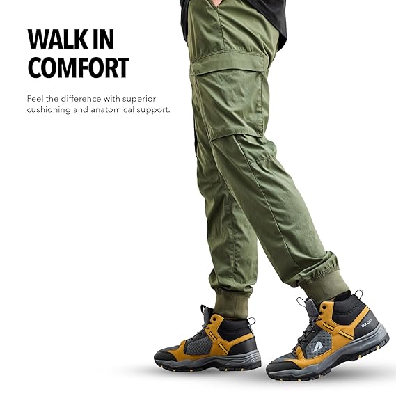 Boldfit Trekking Shoes for Man Outdoor Hiking Shoes for Man High Neck Footwear for Men Anti Skid Trekking Boots Water Repellent for Men Breathable Hiking Boots Riding Shoe for Bikers laceup Biker shoe - Image 5